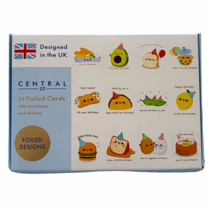 Central 23 Foiled Birthday Cards Set 24 Envelopes Stickers Anthropomorphic NEW